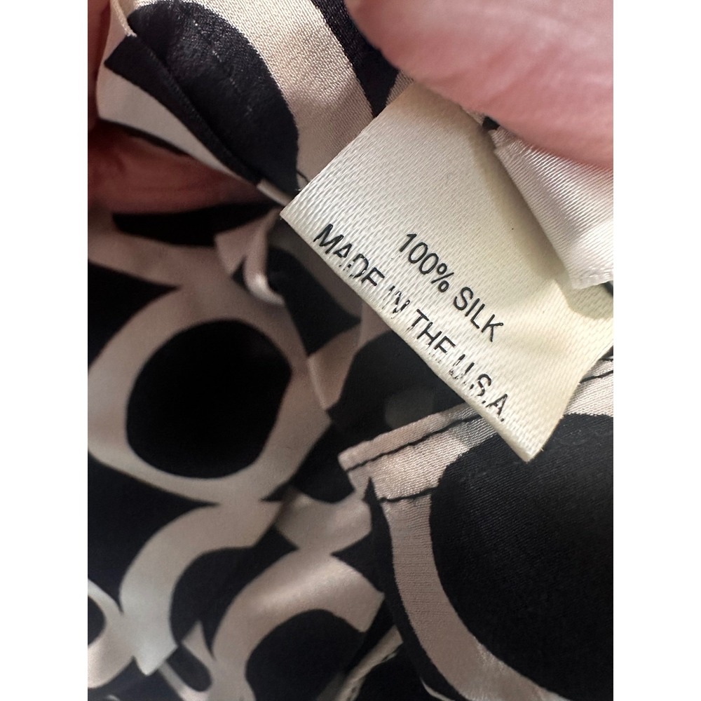 Charles Chang-Lim‎ Black White 100% Silk Geometric Circle Pleated Skirt Size 6 - Picture 7 of 8